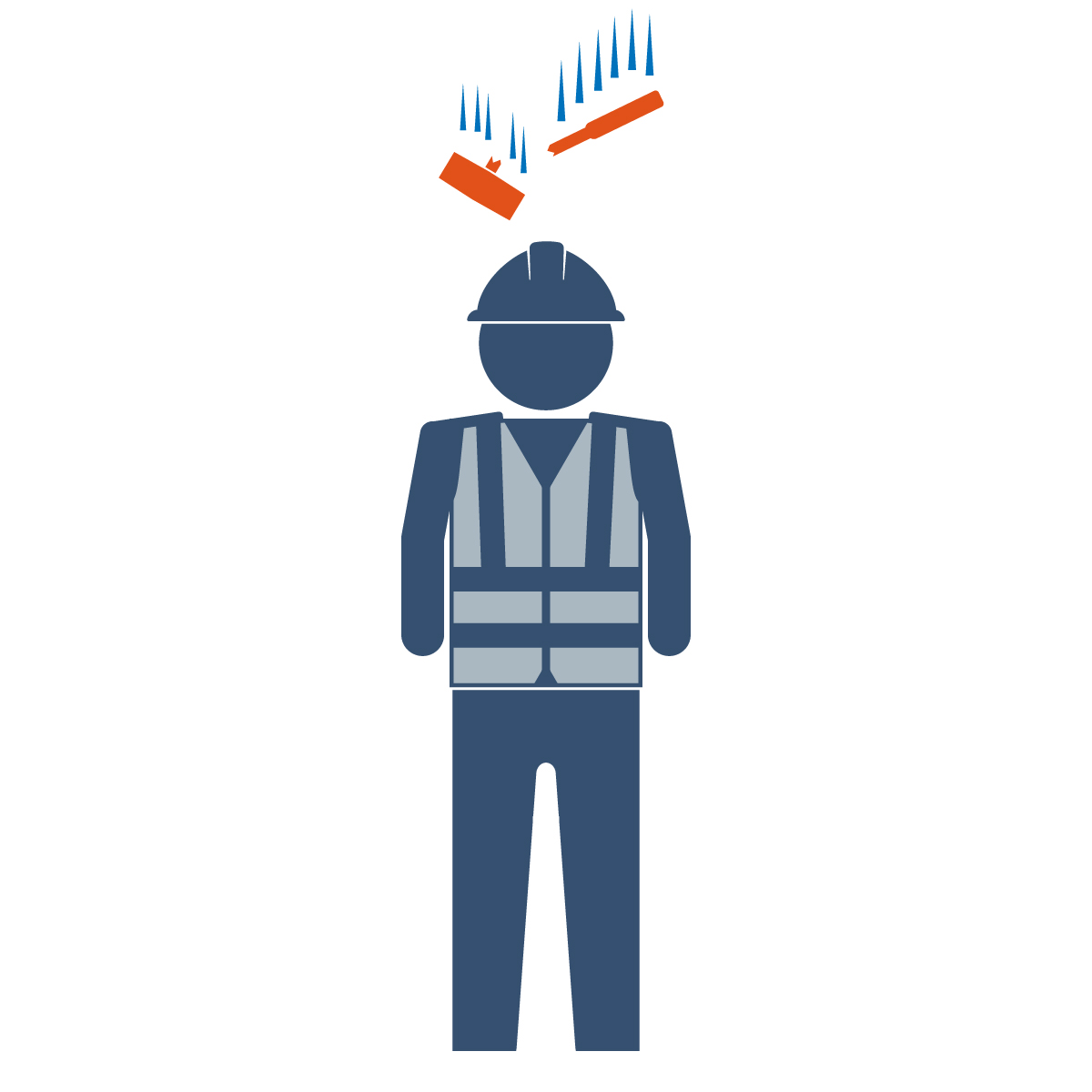 worker under falling equipment- struck by hazard risk example